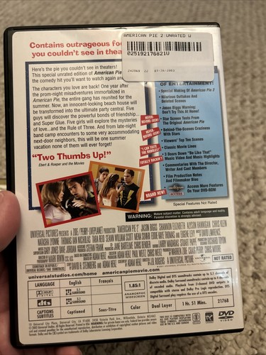 American Pie 1 and 2 And American Wedding lot dvd unrated - Picture 5 of 7