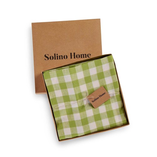 Solino Home 100% Pure Linen Tablecloth for Fall Kitchen Dining - Morgan Check - Picture 26 of 35