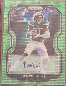 DENZEL MIMS 2020 Panini Prizm Green Pulsar Rookie RC Auto #355 Autograph NY Jets