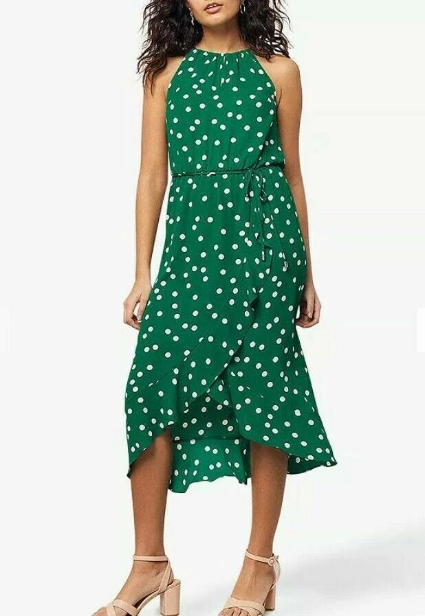 Oasis green discount polka dot dress