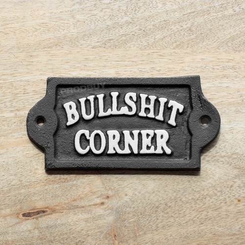 Mini Bullshit Corner Cast Iron Wall Sign Funny Outdoor Plaque House Warming Gift - Picture 5 of 6