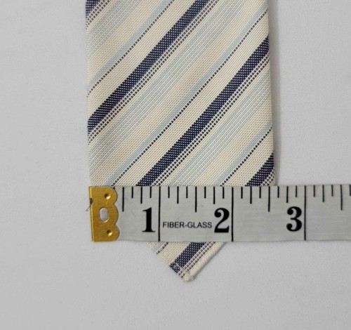 Gucci Cotton Silk Tie - Off-white w/ Navy & Light Blue Stripes - 2.5'' wide - Picture 8 of 12