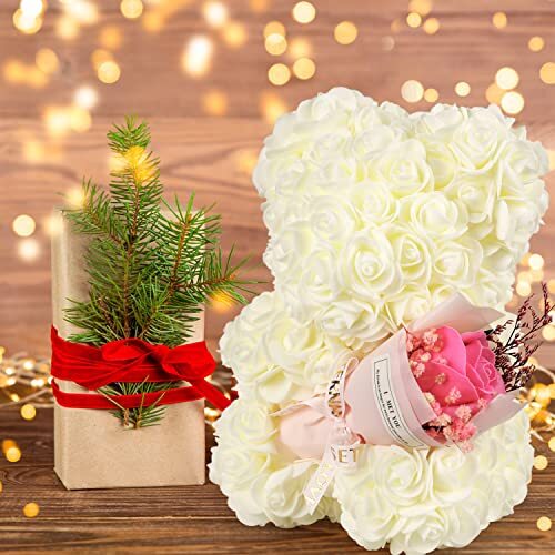 POHOMEGK Mothers Day Rose Gifts,Handmade Rose Bear,Never Wither Roses Gifts for - Picture 2 of 13
