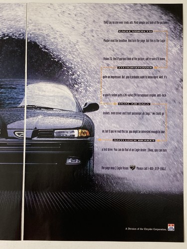 1995 Eagle Vision TSi Two Page Print Ad Jeep Wave Of Water - Picture 3 of 3