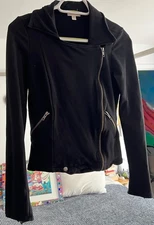 Silence+Noise cropped black motorcycle style sweater jacket/women’s large