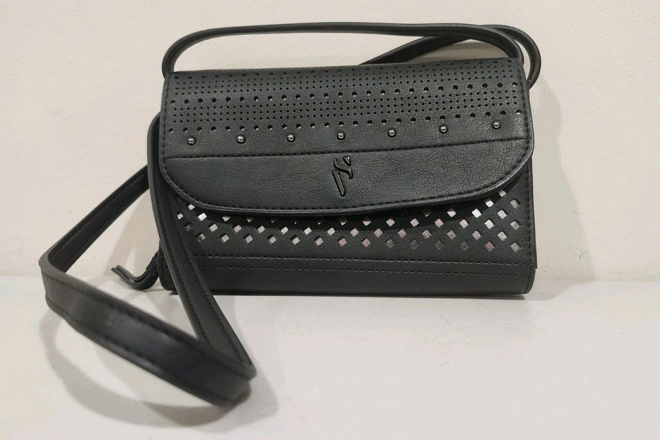 Bolso Bandolera Simply Vera Wang Cuero Sintético Negro Estilo Sobre Foto 3 de 4