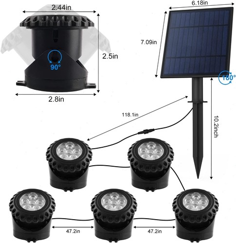 5 IN 1 Solar Pond Light LED Outdoor Underwater RGB Multicolor Fountain Pool Lamp - Picture 2 of 7