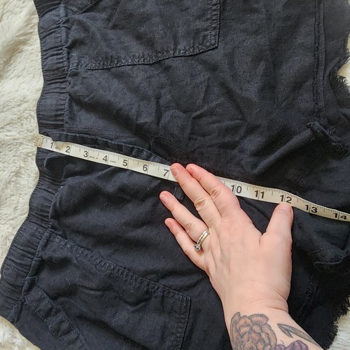 Ana A New Approach Linen Blend Black Stretchy Shorts Raw Hem Size XL - Picture 7 of 9