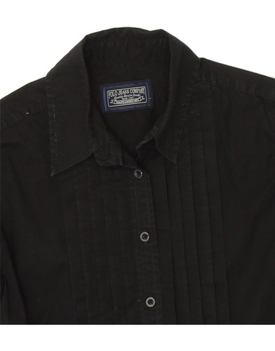 POLO RALPH LAUREN Womens Tuxedo Shirt UK 12 Medium Black TG04 - Picture 3 of 3