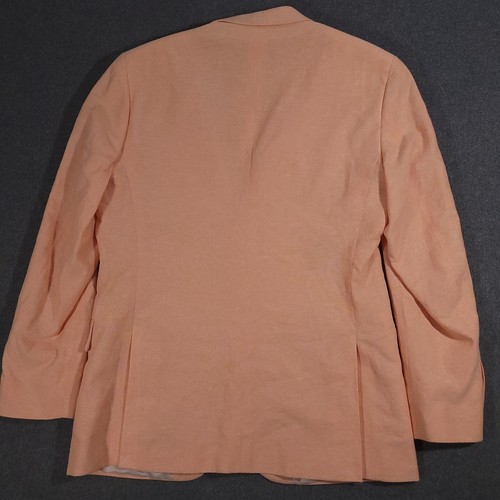 Stafford Blazer Mens 40R Classic Fit Sport Coat Double vented peach orange Linen - Picture 10 of 17