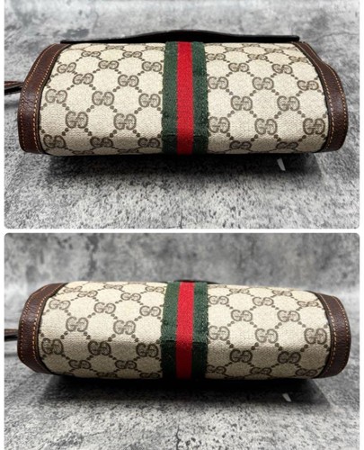Gucci Pvc Leather Clutch Bag Auth Brown Red Green Medium Women Italy 119499 - Picture 6 of 10