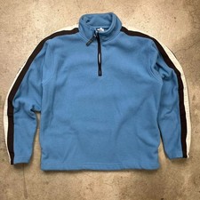 Vintage 90s Old Navy 1/4 zip fleece blue brown stripes mens medium