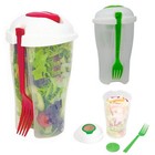 Set of 2 Salad Cup Containers for Serving Shaker with Dressing Storage Include