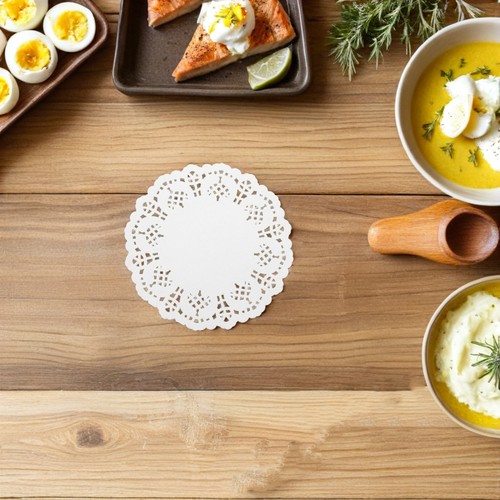 600 Stück Lebensmitteldeckchen: Einweg-Spitzenpapierdeckchen für Tische - Rundpapier - Bild 4 von 12