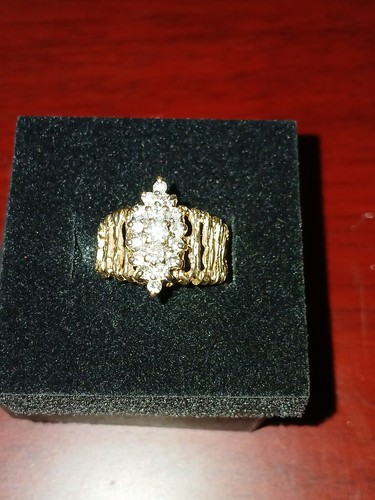 Massiver 14k Gold Ring mit 17 Diamanten 0,5 TCW oval Dsn gealtert Altholz Gr.6 4,93g - Bild 7 von 11