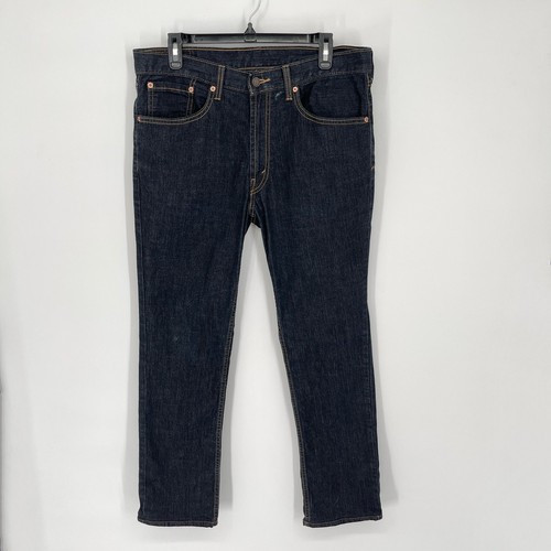 Levi's L 504 Straight Leg Mid Rise Stretch Dark Wash Denim Jeans Mens Sz 34 Blue