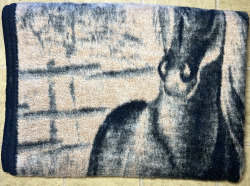 Vintage Biederlack Reversible Horse Mare Throw Blanket Made In USA 74" x 52" - Picture 8 of 8