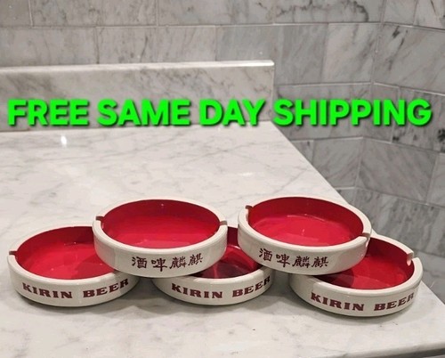 SET BESTEHEND AUS 5 Kirin Bier Aschenbecher Sakura China Hergestellt in Japan Rot Innen 4 Zoll KOSTENLOSER VERSAND