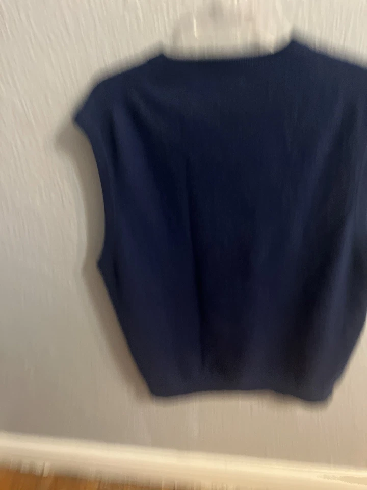 Chaleco Suéter Lands End Para Hombres Azul 100% Cachemira Cuello en V Talla Grande Foto 3 de 4