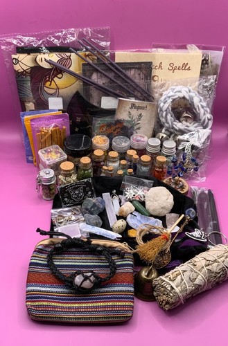 Advanced Witch Kit - Spells Crystals Candles Herbs Jars Feathers Altar V2 - Picture 2 of 18