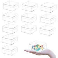 Acrylic Box Clear Display Boxes with Lids Small 4 x 4 x 2.4 Inch Rectangular