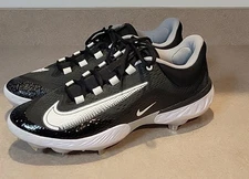 Nike Men's Alpha Huarache Elite 4 Low MCS Baseball Cleats Blk/Wht Size 14