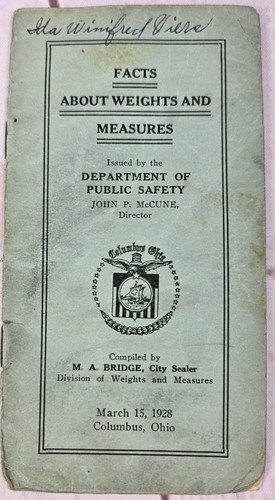 1928 Columbus OH Facts about Weights and Measurements Dept. Of Public Safety - Picture 2 of 16