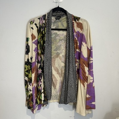 ETRO Silk & Cashmere Open Front Cardigan Floral Paisley Made In Italy Size 44