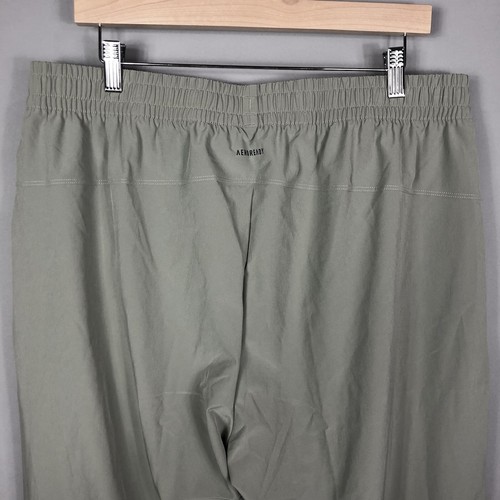 Adidas Mens Workout Woven Training Pants XL Green Beige Tapered Zip Pockets NEW - Picture 5 of 6