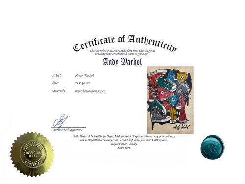 ANDY WARHOL Coa Certificate Drawing Vintage Painting Original Signed Stamped - Picture 3 of 3