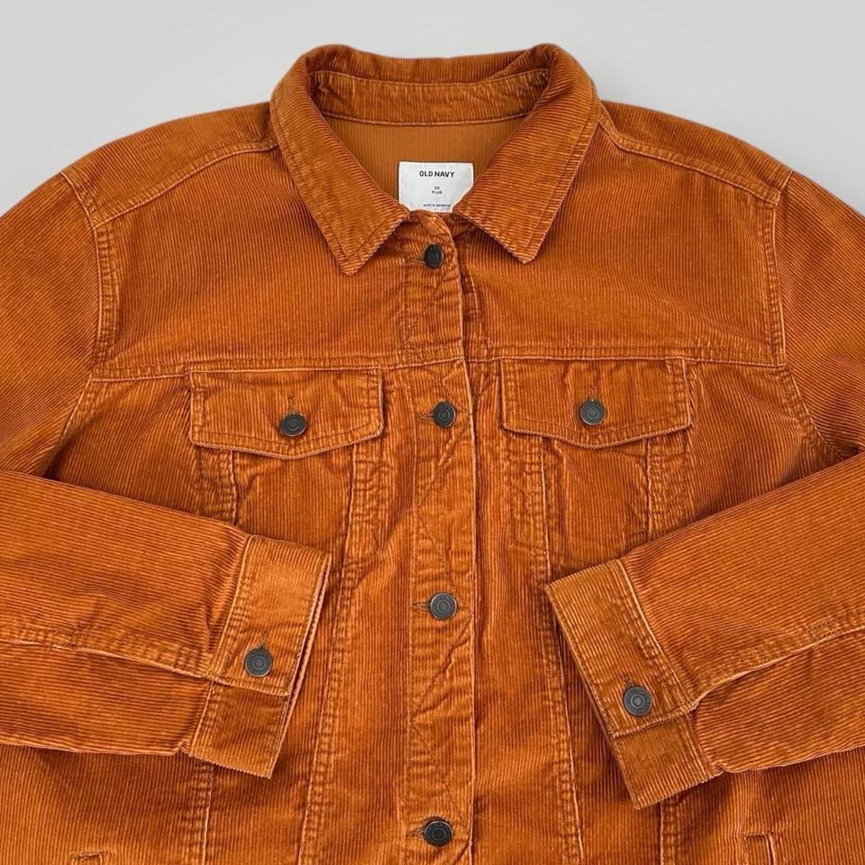 NOVO OLD NAVY Feminino Plus 3X Jaqueta Shacket de Veludo Laranja Queimado Longa Slv Novo com etiquetas - Imagem 4 de 4