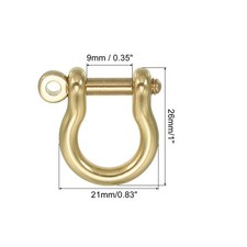 D-Ring Shackle, 4pcs 9mm Inner Width Brass Pin Shackle U Type Key Fob Hooks |