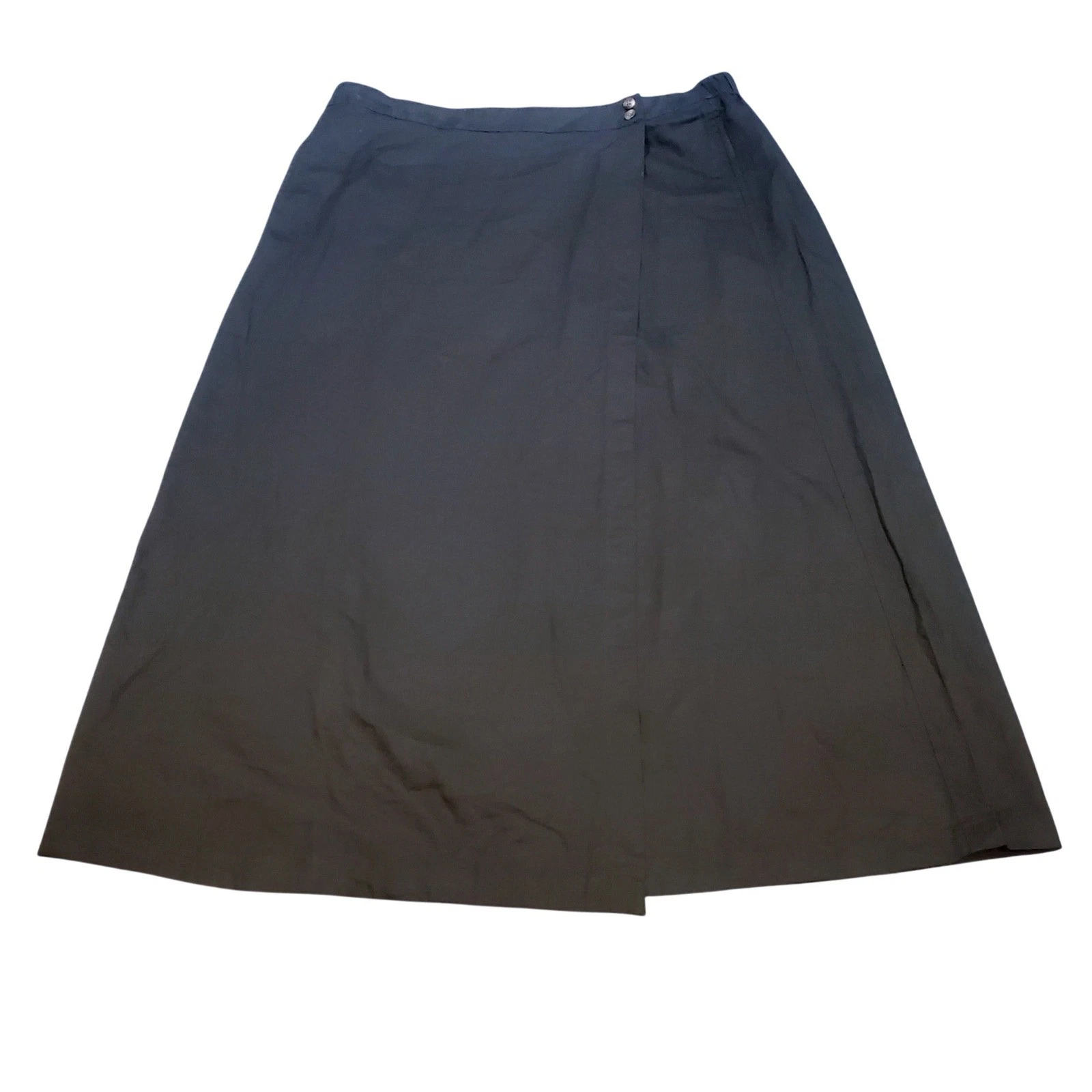 Pact Women's Canopy Linen Wrap Skirt XL Black Organic Cotton Blend Midi Pockets