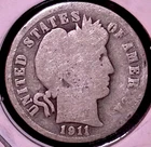 1911-S BARBER SILVER DIME 10C