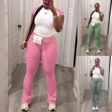 Womens 2Pcs Outfits Sweat Sets High-Waisted Sleek Modern Appearance Tracksuits