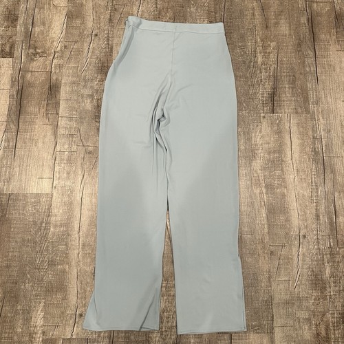 Zara High Waisted Straight Leg Dress Pants Light Blue Slits Zipper Womens Size M - Picture 12 of 12