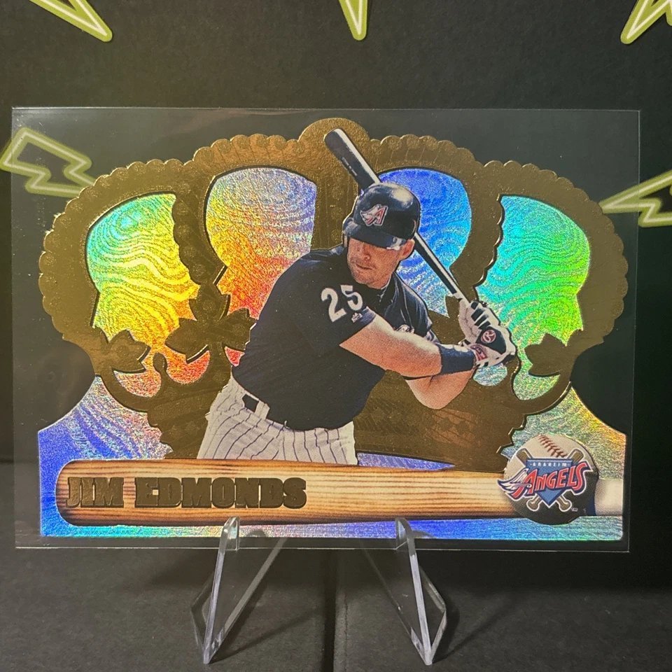 1998 Pacific CROWN ROYALE #2 Jim Edmonds Angels RARE DIE CUT HOLOFOIL - Image 2 of 3