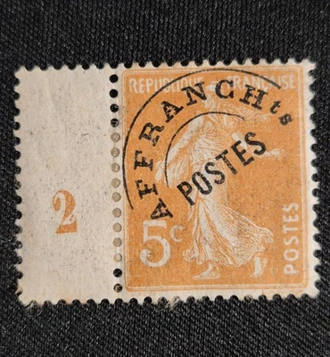 BEAU TIMBRE PRÉOBLITÉRÉ N°50 SEMEUSE 5c ORANGE FRANCE 1922 / RACCORD RARE NEUF* - Photo 1/2