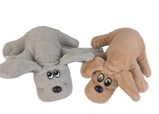 Vintage 1985 Tonka Pound Puppies 9"  8 " Stuffed Plush Brown Grey Dogs