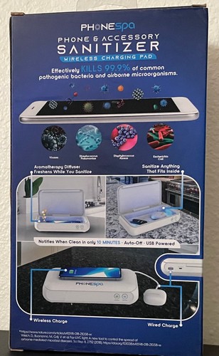 Phonespa Phone & Accessory Sanitizer Wireless Charging Pad Kills 99% of Germs - Picture 2 of 2