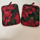 POTHOLDERS W/Pockets SET OF 2 POINSETTIA CHRISTMAS
