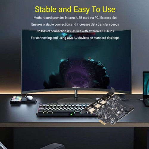 PCIe To USB 3.2 Gen 2 Card 20Gbps 3 USB Type A 2 USB Type C 5 Port PCI Expre Set - Picture 15 of 24