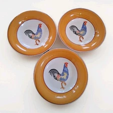 Deruta Varm Ceramica Handpainted Italian ROOSTER 10" Pasta Bowls Set Of 3, Rare!