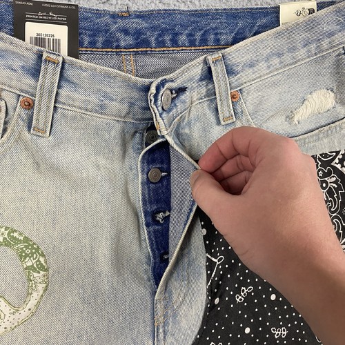 Pantalones Cortos de Jean Levis 501 Para Hombre 34 Denim Premium Paz Paisley Patchwork - Imagen 4 de 20