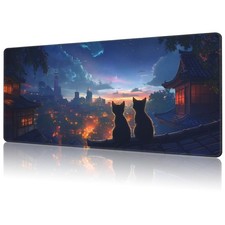 Large Mouse Pad Cats Sitting on The Roof Extended Gaming Keyboard Desk Mat No...
