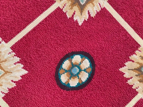 Alfombra francesa Aubusson vintage punta de aguja punta de cadena alfombra de área 5x6 pies envío gratuito - Imagen 8 de 14