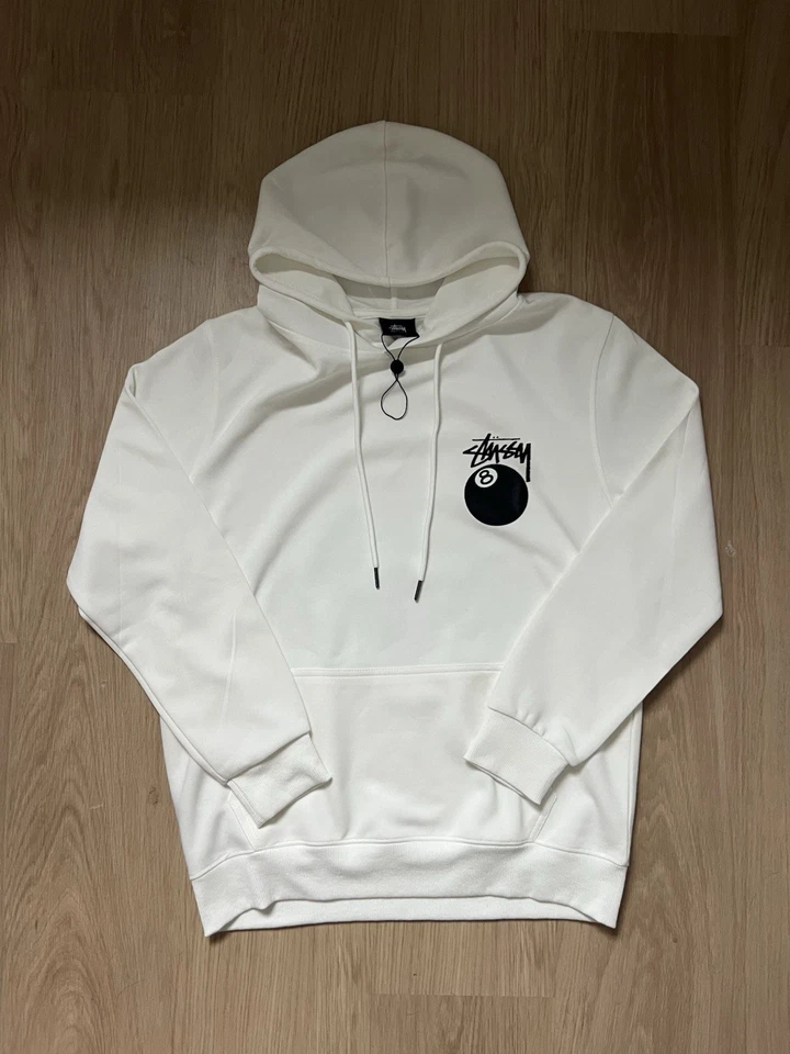 Stussy Sweat a Capuche floqué Taille S pour Homme Coloris Blanc logos Noirs - Photo 1/4