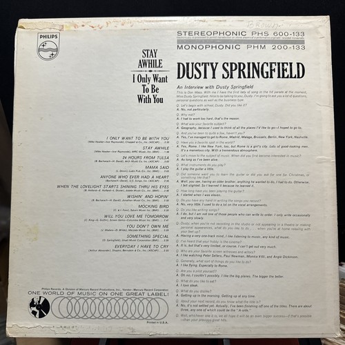 Dusty Springfield / Stay Awhile  LP Philips 200-133  Mono - Picture 2 of 5
