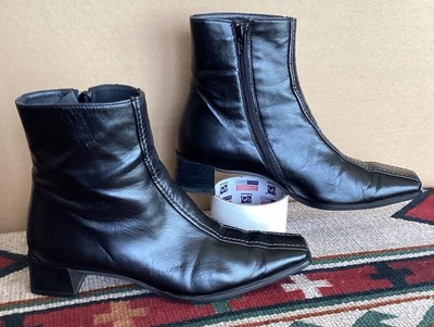 Paul Green Women s Black Leather Ankle Boots Sz 5.5 Made in Austria Zip Comfort