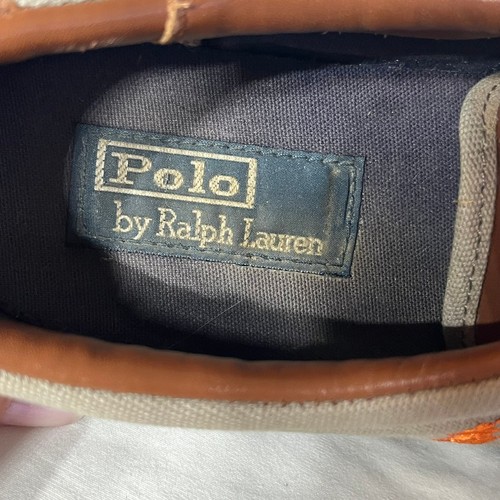 VTG 90s Polo Ralph Lauren Sneakers Vaughn Gray Canvas Leather Lace Up Preppy 10D - Picture 9 of 10